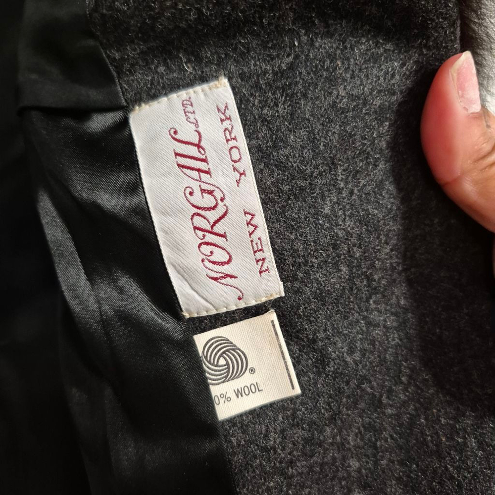 NORGALL LTD. Grey‎ Wool Cropped Jacket with Dark Brown Fur Collar XL - Picture 4 of 7